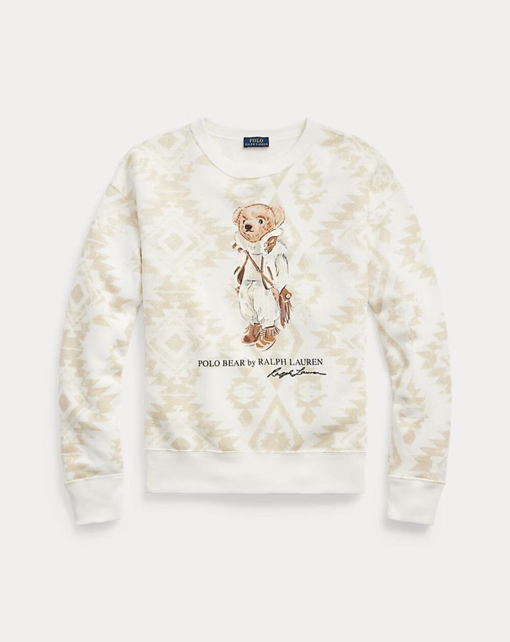 Ralph Lauren Polo Bear Brushed Lining Sweatshirt White S Y2K Native Limi